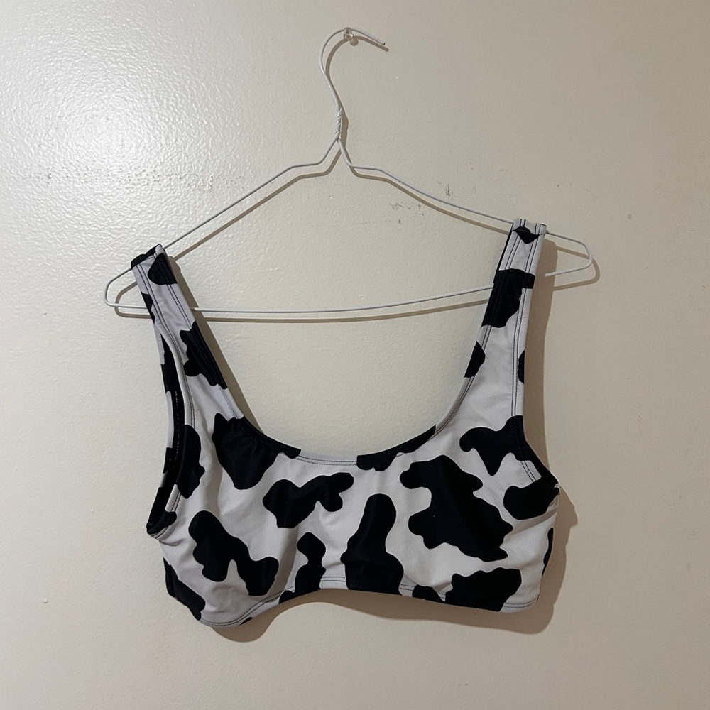 Black and White Cow Print Bathsuit Top